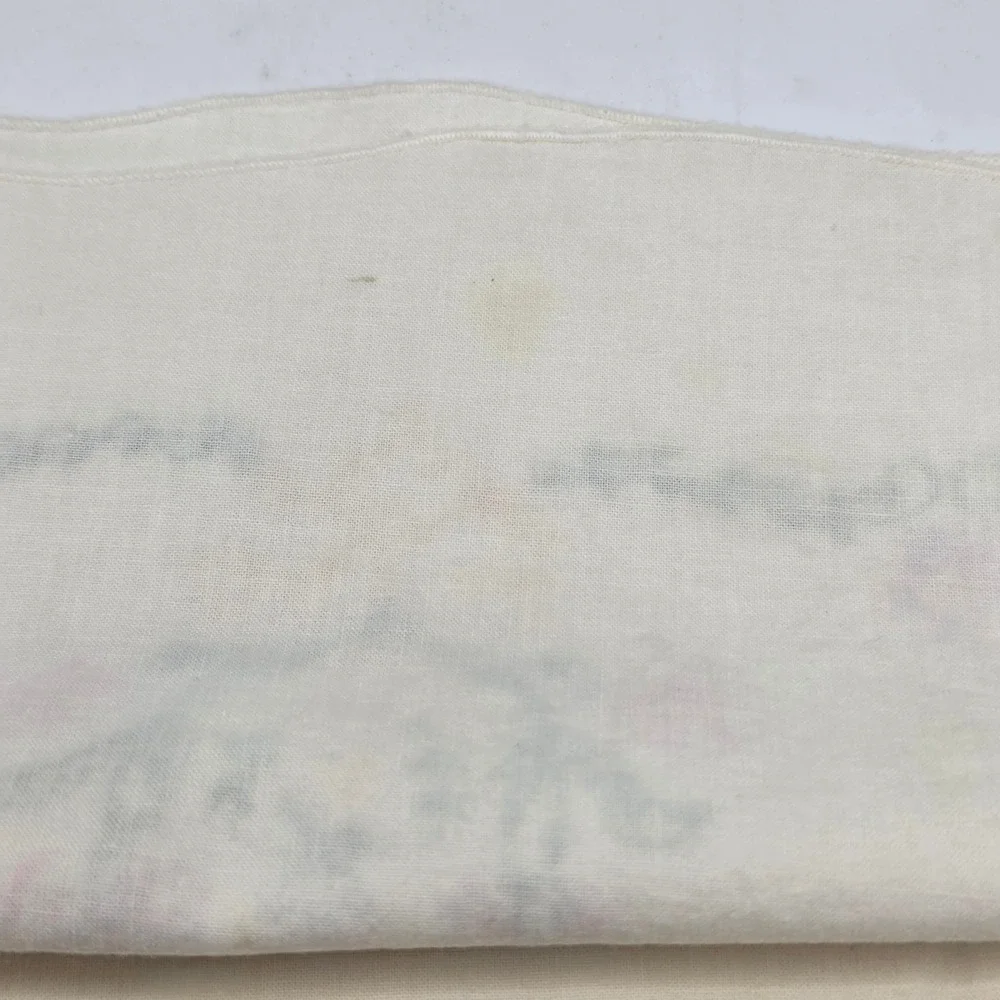 Vintage Pillowcase 90s Hand Embroidered Cream Floral Pink Purple Cottagecore Bed
